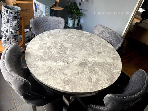 1.3m Round Grey Louis with Dark Grey Valentino