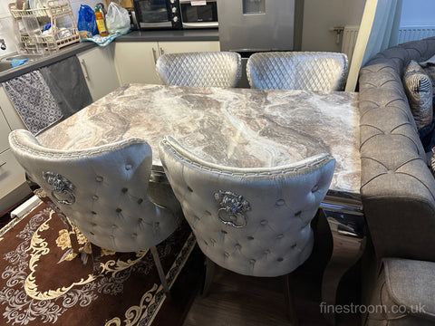 Beige Louis Dining Table With Beige Shimmer Valentino