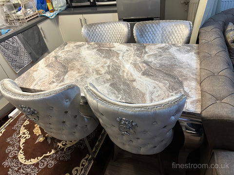 Beige Louis Dining Table With Beige Shimmer Valentino