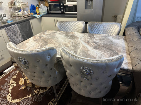 Beige Louis Dining Table With Beige Shimmer Valentino
