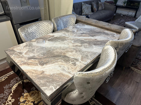 Beige Louis Dining Table With Beige Shimmer Valentino