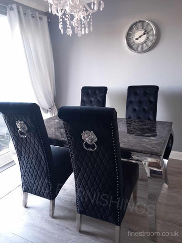 Black Louis Dining Table With Black Sofia Chairs