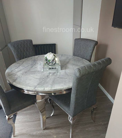 1.3m Round Grey Louis with DG Leather Nicole