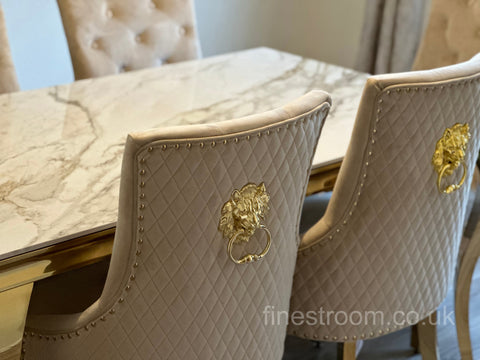 Kata Gold Louis Dining Table With Mink Gold LK Majestic Chairs