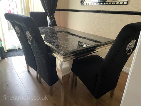 Black Louis Dining Table With Black Sofia Chairs
