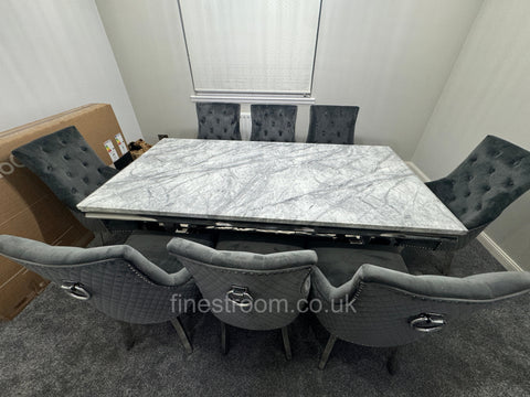 Grey Ariana Dining Table With Round Knocker Dark Grey Majestic Chairs