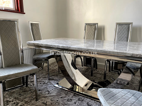 Grey Arial Dining Table with Grey Veronica Chairs