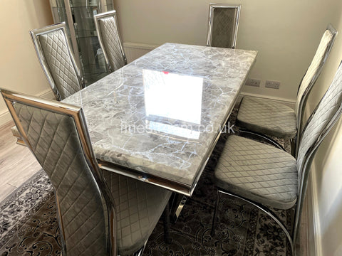 Grey Arial Dining Table with Grey Veronica Chairs
