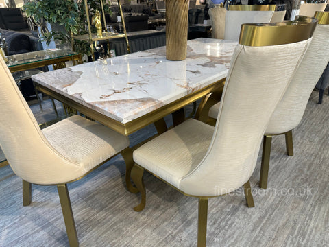 Pandora Charisma Gold Table With Cream Gold Samantha Chairs