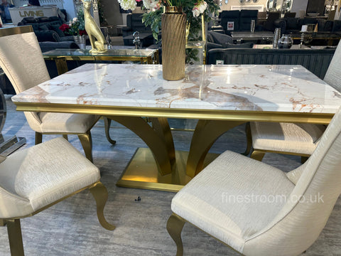 Pandora Charisma Gold Table With Cream Gold Samantha Chairs