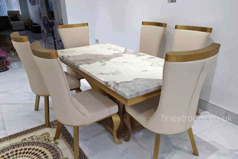 Pandora Charisma Gold Table With Cream Gold Samantha Chairs