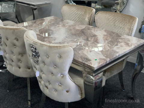 Beige Louis Dining Table With Beige Shimmer Valentino