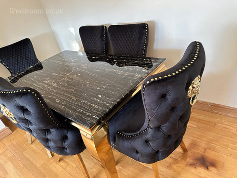 Black Gold Louis Dining Table With Black Gold LK Victoria Chairs