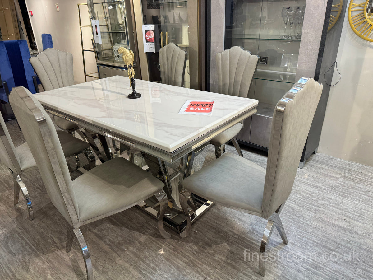 White Ariana Dining Table With Christine Chairs