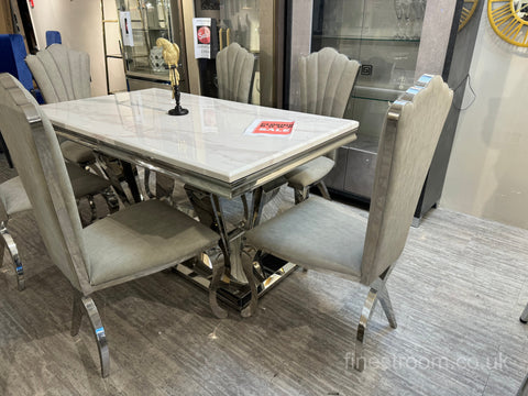 White Ariana Dining Table With Christine Chairs
