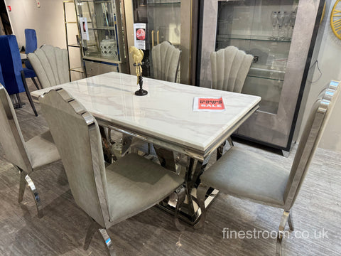 White Ariana Dining Table With Christine Chairs