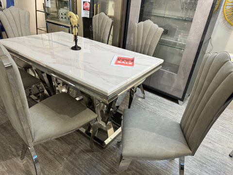 White Ariana Dining Table With Christine Chairs
