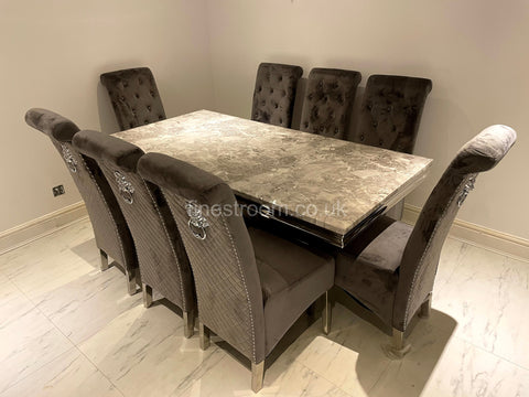 Grey Arial Dining Table With Dark Grey Sofia Chairs