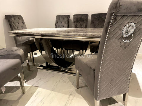Grey Arial Dining Table With Dark Grey Sofia Chairs