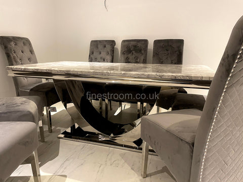 Grey Arial Dining Table With Dark Grey Sofia Chairs