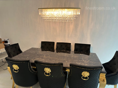 Black Gold Louis Dining Table With Black Gold Majestic Chairs