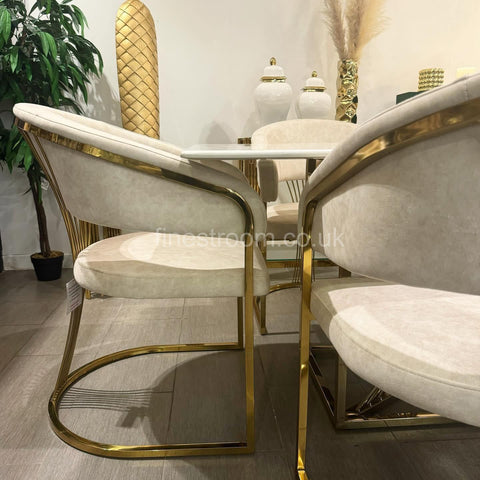 Cream Amelia Dining Table with Cream Prado Chairs