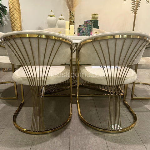 Cream Amelia Dining Table with Cream Prado Chairs