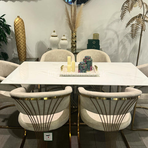 Cream Amelia Dining Table with Cream Prado Chairs