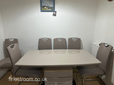 Extendable Cappuccino Milan Dining Table with Milan Chairs