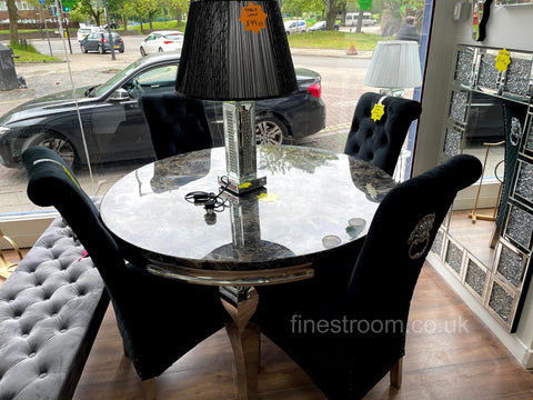 1.3m Round Black Louis with Black Sofia Chairs