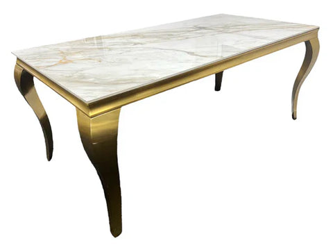 Kata Gold Louis Dining Table With Cream Gold LK Victoria Chairs