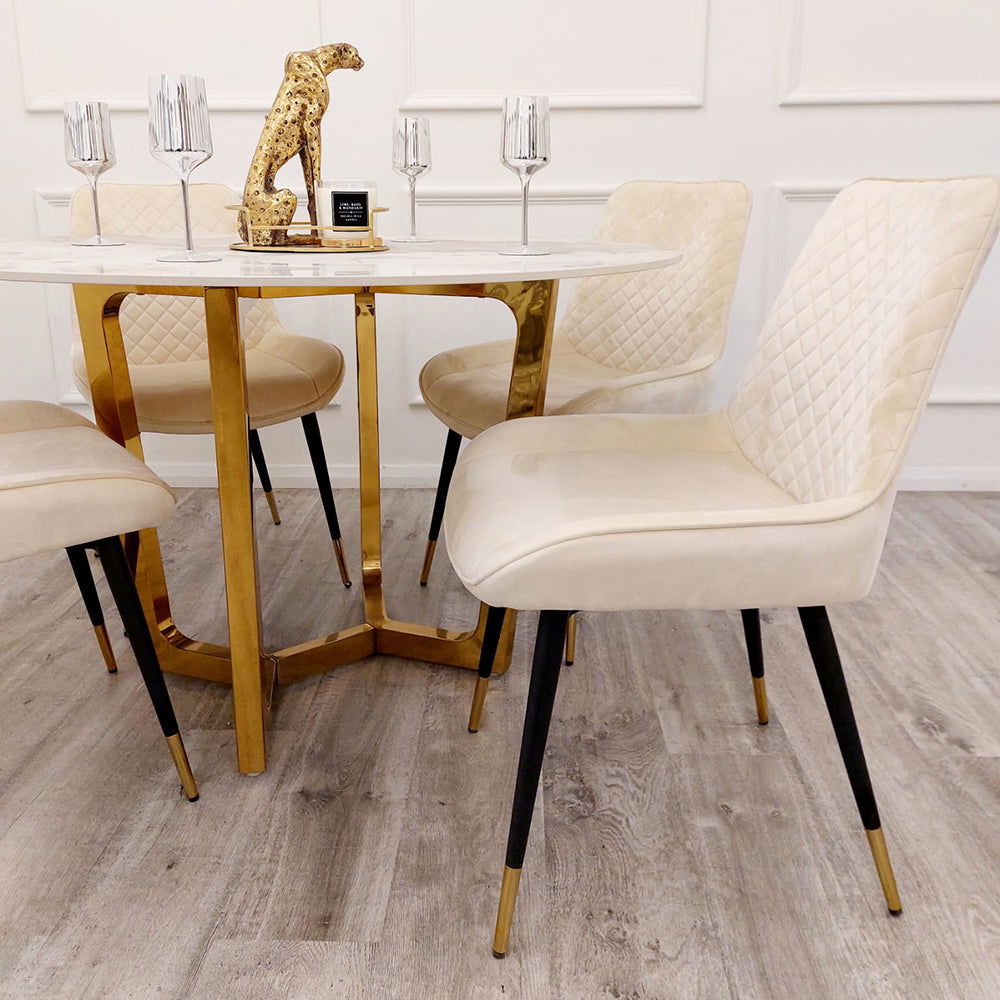 Lucein Round Gold with 4 Chairs