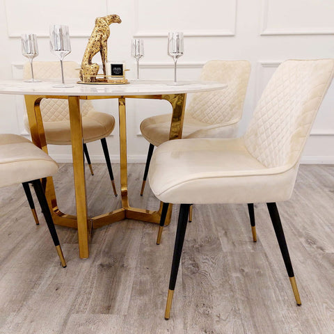 Lucein Round Gold with 4 Chairs