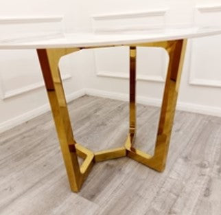 Lucien Gold 1.2 m Round Dining Table with Sintered Stone Top