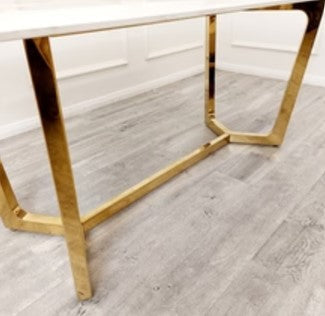 Lucien 1.8 Gold Dining Table with Pandora Gold Sintered Stone Top