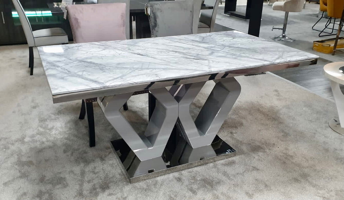 Majestic Grey Marble Dining Table