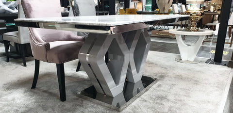 Majestic Grey Marble Dining Table