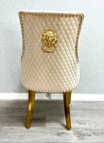 Kata Gold Louis Dining Table With Mink Gold Majestic Chairs