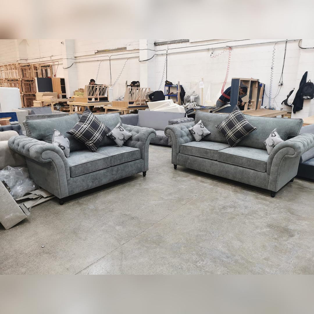 Nicole Sofa 3+2 Seater Full Back Grey