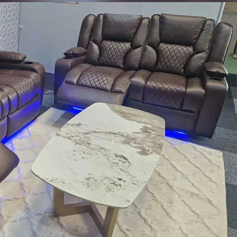 Orlando Leather Electric Recliners Sofa With Cupholders - 3+2 Seater Sofa/LED Lights/Wireless Charging/USB Charging Ports