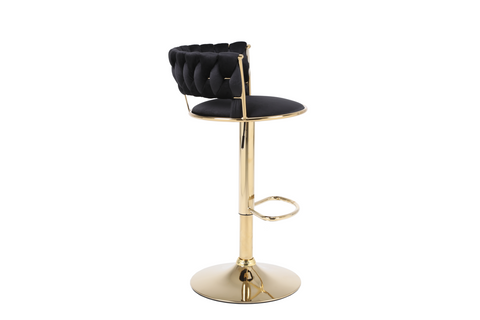 Camelia Luxury Black & Gold Bar Stool