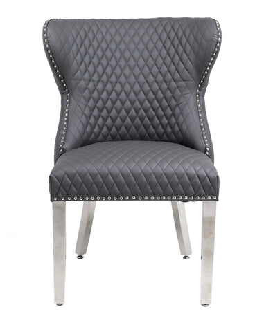 Valentino Leather Dining Chairs- Hudson Grey