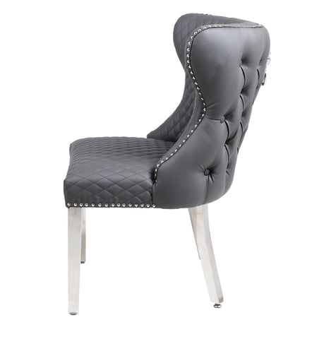Valentino Leather Dining Chairs- Hudson Grey