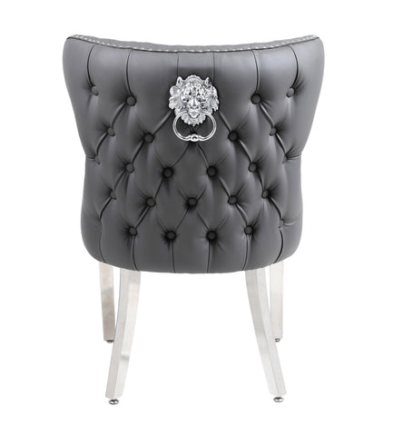 Valentino Leather Dining Chairs- Hudson Grey