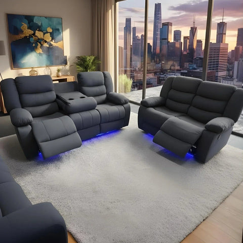 Roma Fabric Electric Recliner Sofa 3+2-Seater With USB/LED/Cup Holder