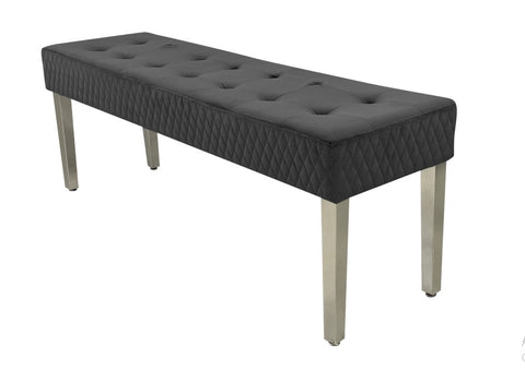 Grey Ariana Dining Table With Dark Grey Majestic Chairs & Bench