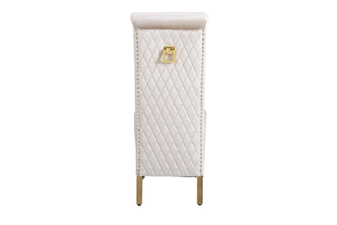 Sofia Square Knocker Dining Chair- Cream & Gold