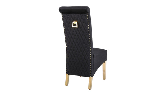 Sofia Square Knocker Dining Chair- Black & Gold