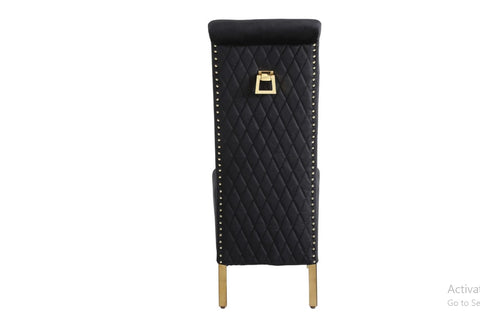 Black Gold Ariana Dining Table With Black Gold Sqaure Knocker Sofia Chairs