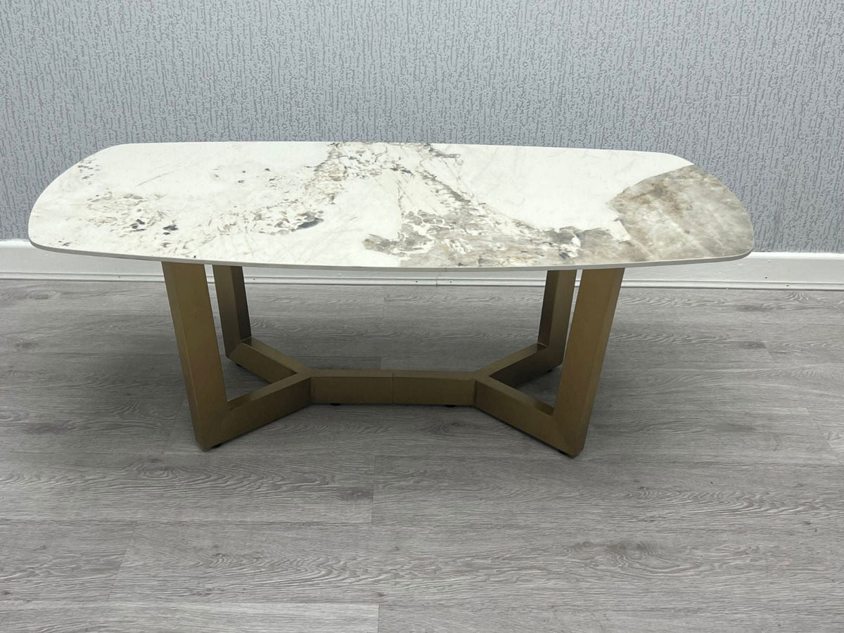 Sorrento Oval Ceramic Gold Coffee Table